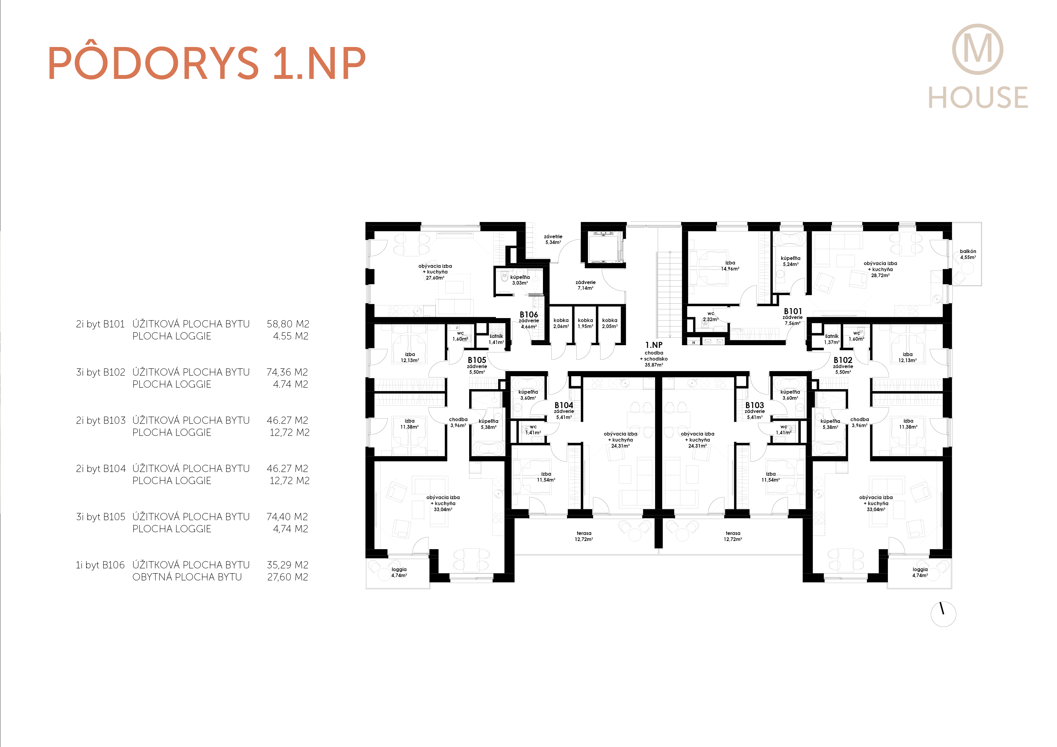 NOVOSTAVBA 3 IZBOVÝ MEZONET,  MALACKY CENTRUM, úžitková 76,75 M2,-9