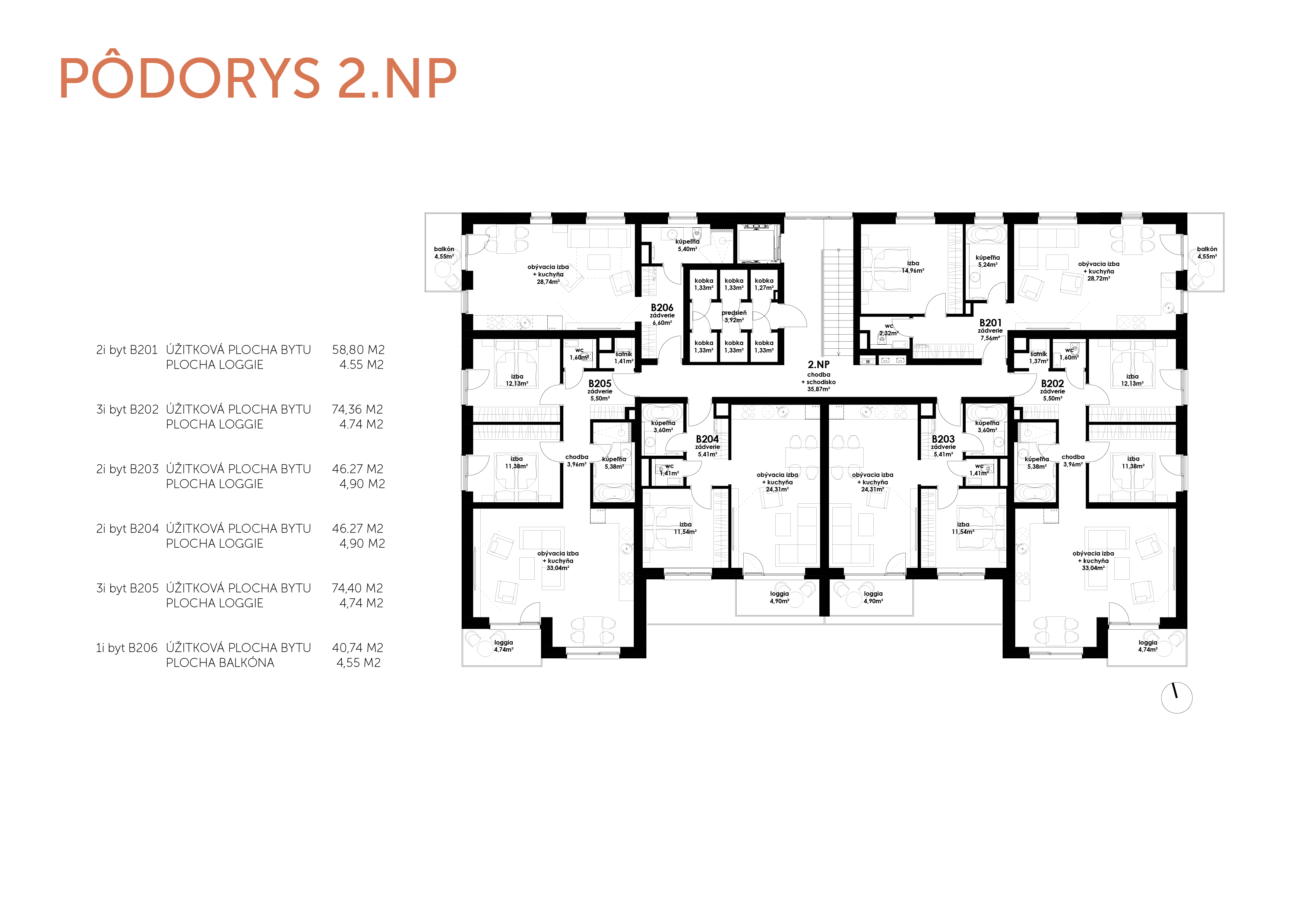 Predané: Novostavba 3 Izbový, M-House, Malacky centrum, 74,40m2, balkón 4,74m2-6